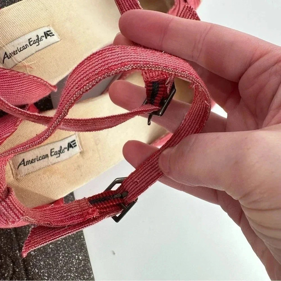 American Eagle womens sandals size 11 red canvas vintage 90s Y2k patriotic - Picture 5 of 15